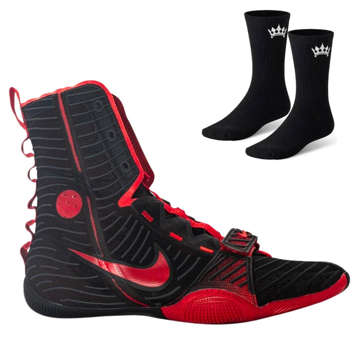 Nike Hyper KO 3 Boxing Boots - Black/Red- Free Socks-Nike