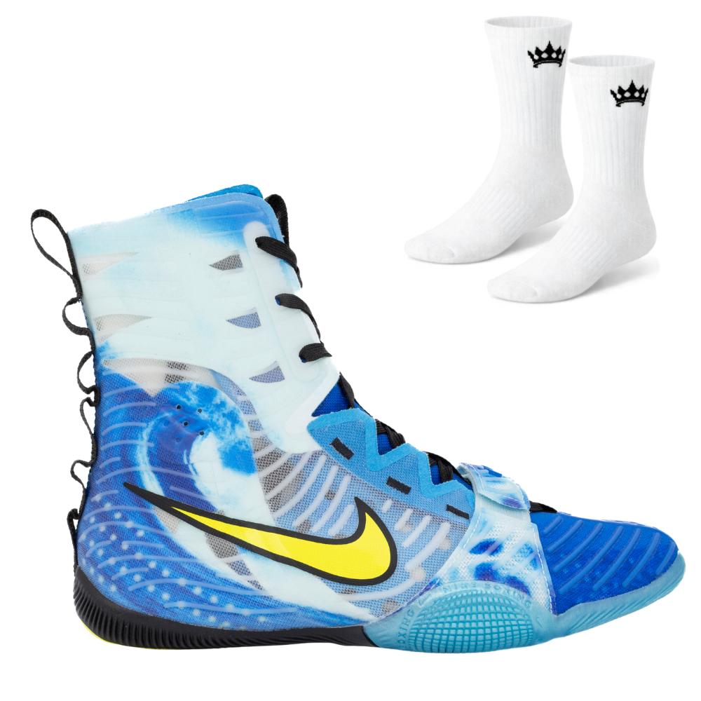 Nike Hyper KO 3 SE Boxing Boots - Blue/Yellow - Free Socks-Nike