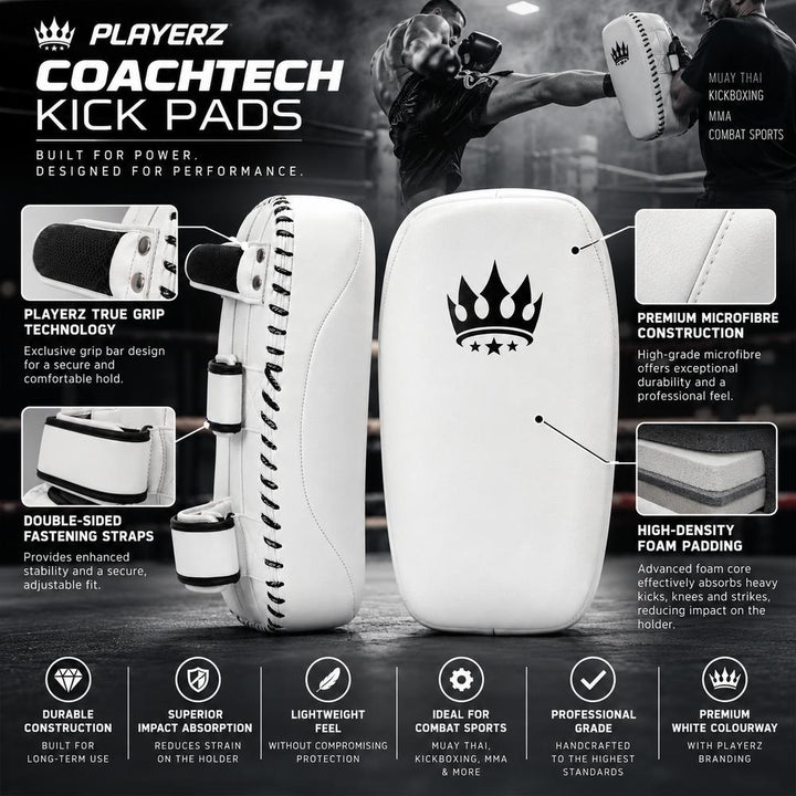 Playerz CoachTech Kick Pads - Black-Playerz Boxing
