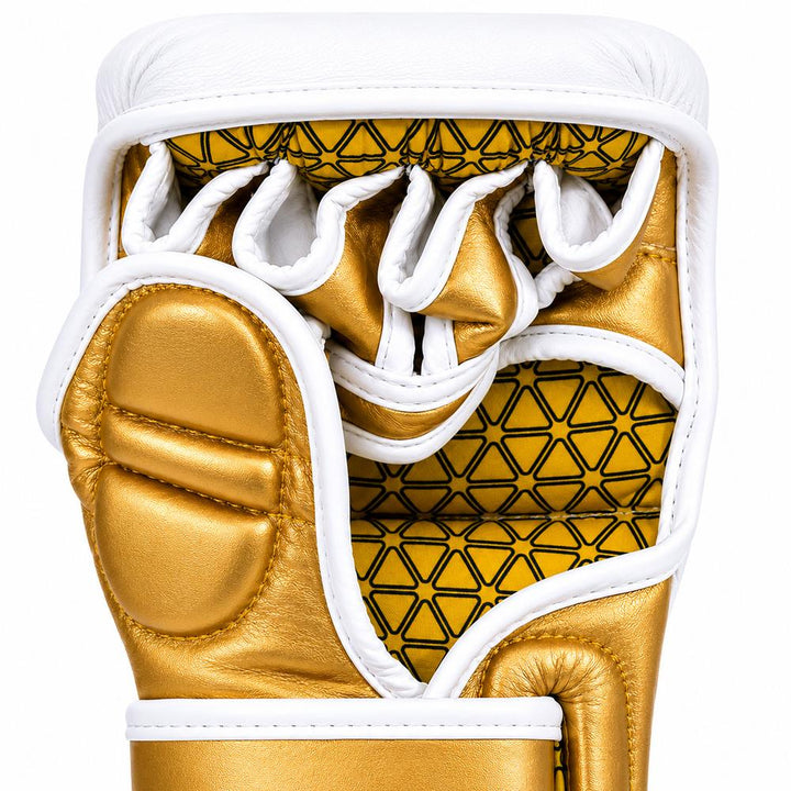 Playerz Power MMA Sparring Gloves - White/Gold-Playerz Boxing