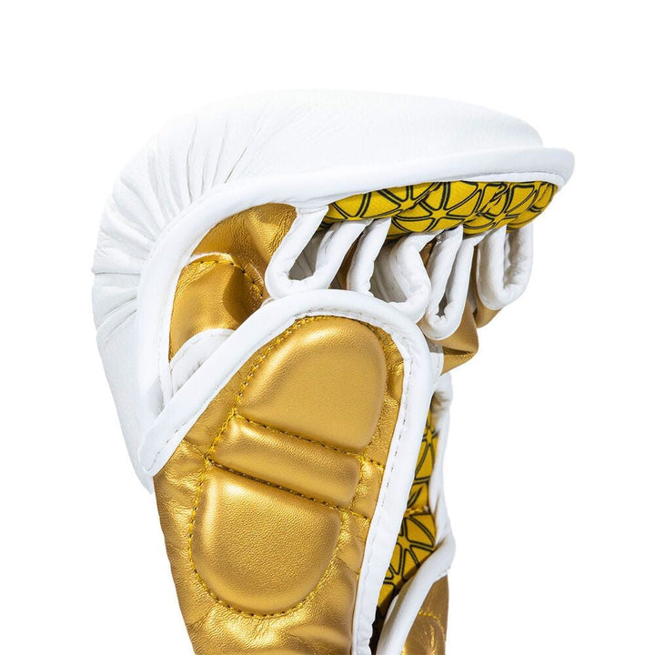 Playerz Power MMA Sparring Gloves - White/Gold-Playerz Boxing