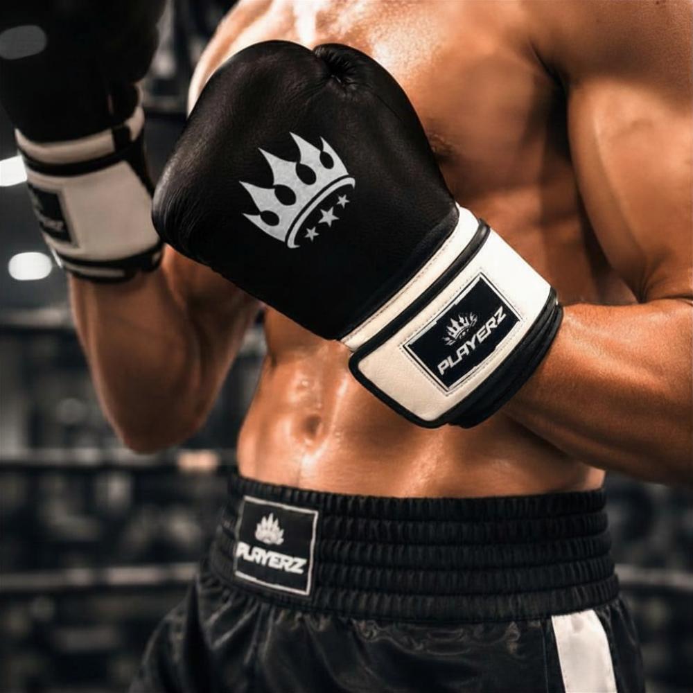 Playerz ProTech Boxing Gloves Velcro - Black-Playerz Boxing