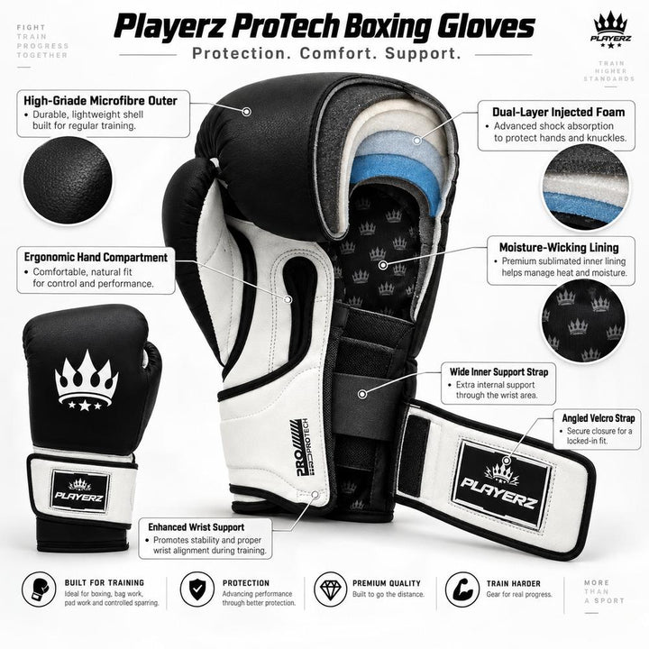 Playerz ProTech Boxing Gloves - White-Playerz Boxing