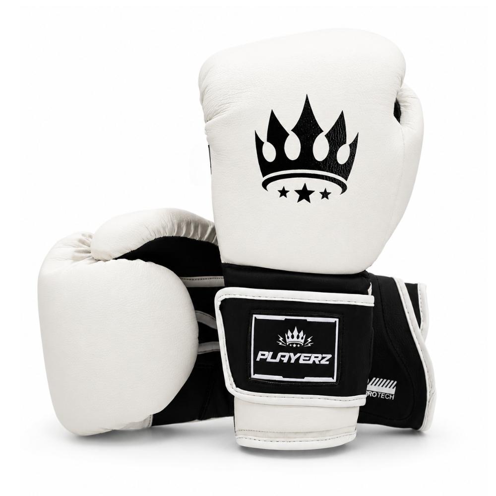 Playerz ProTech Boxing Gloves Velcro - White-Playerz Boxing