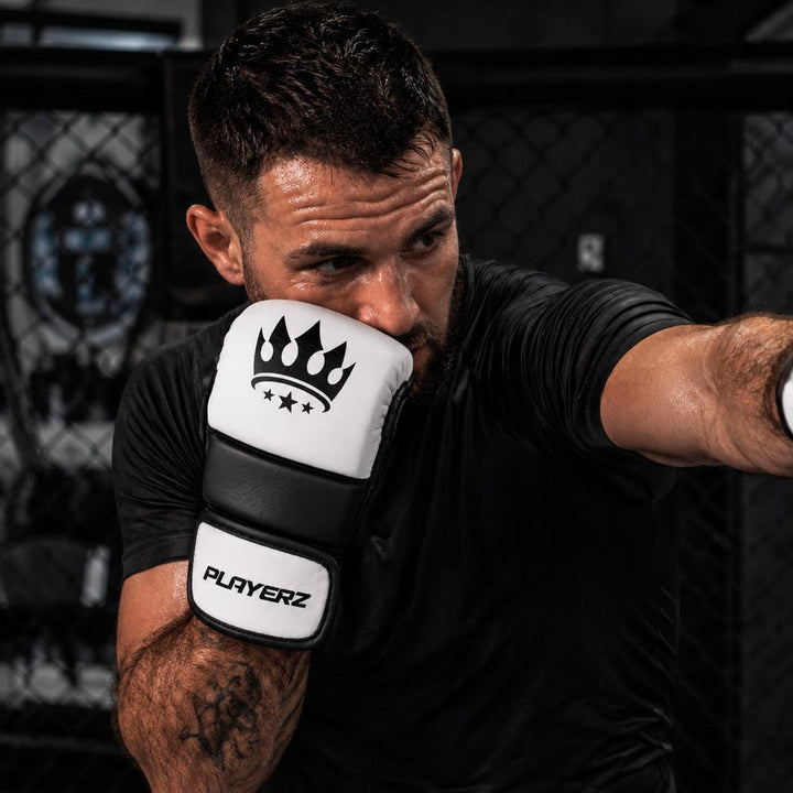 Playerz ProTech MMA Gloves - White/Black-Playerz Boxing