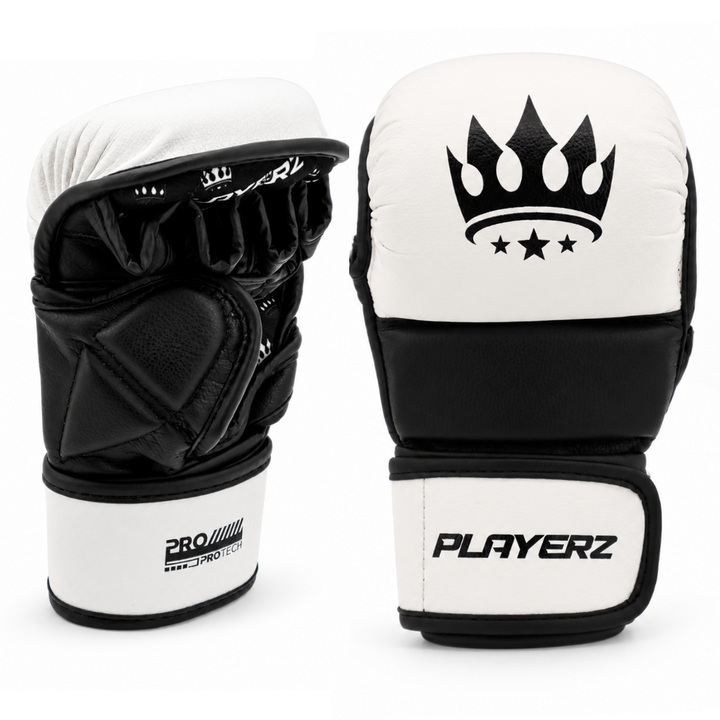 Playerz ProTech MMA Gloves - White/Black-Playerz Boxing