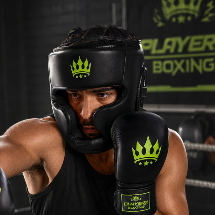 Playerz SparTech Boxing Gloves - Black/Neon-Playerz Boxing