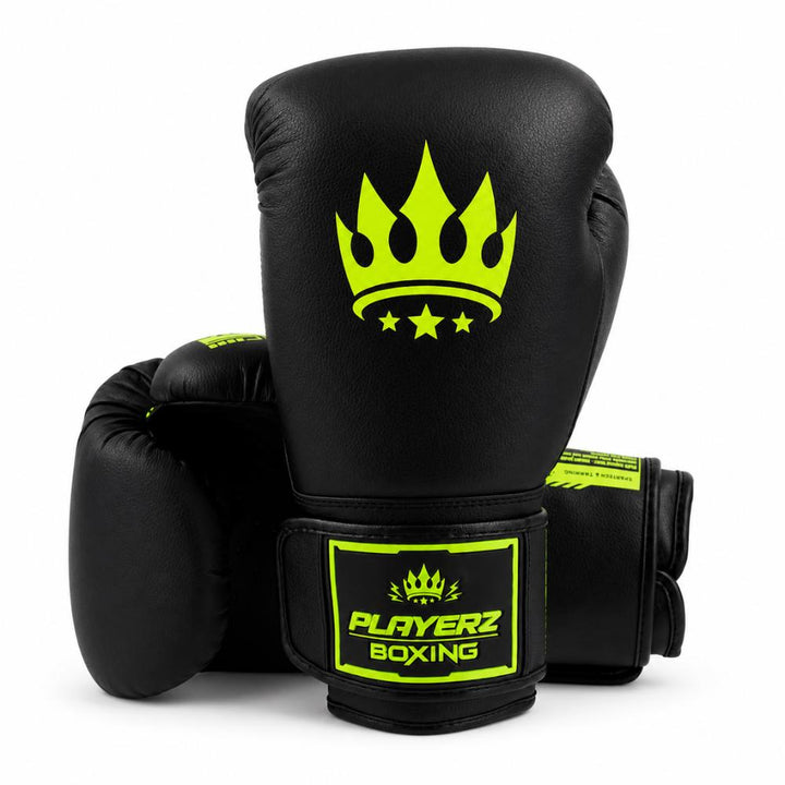 Playerz SparTech Boxing Gloves - Black/Neon-Playerz Boxing