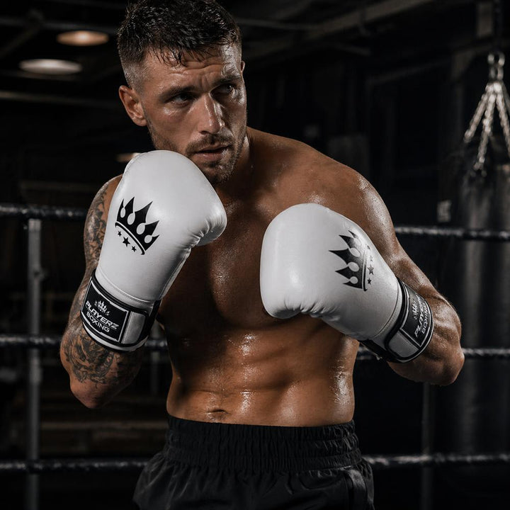 Playerz SparTech Boxing Gloves - White/Black-Playerz Boxing