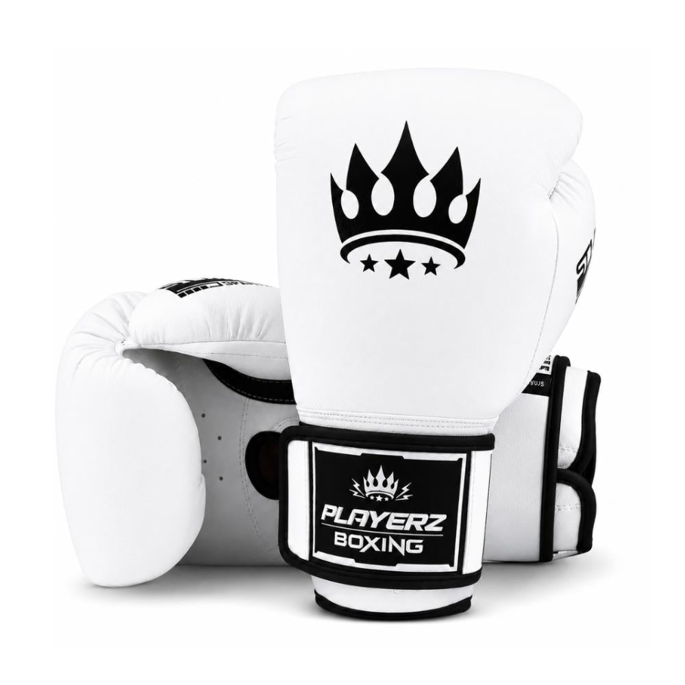 Playerz SparTech Boxing Gloves - White/Black-Playerz Boxing