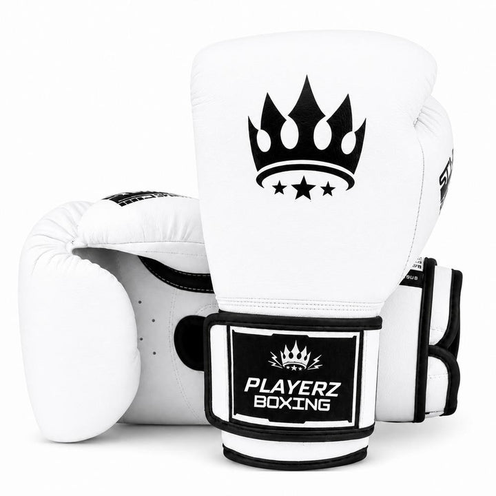 Playerz SparTech Boxing Gloves - White/Black-Playerz Boxing