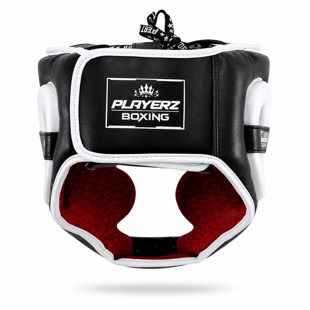 Playerz SparTech Head Guard - Black/White-Playerz Boxing
