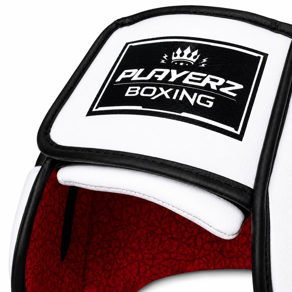 Playerz SparTech Head Guard - White/Black-Playerz Boxing