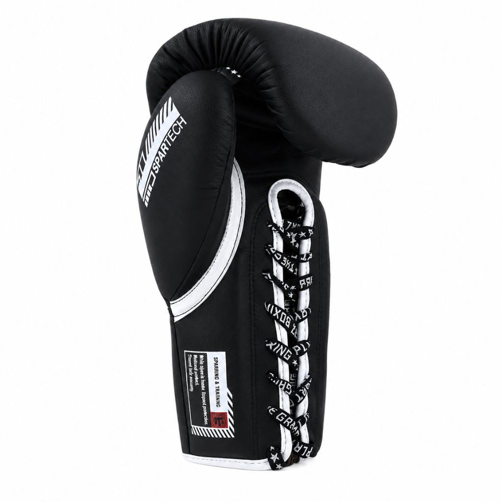 Playerz SparTech Lace Boxing Gloves - Black/White-Playerz Boxing