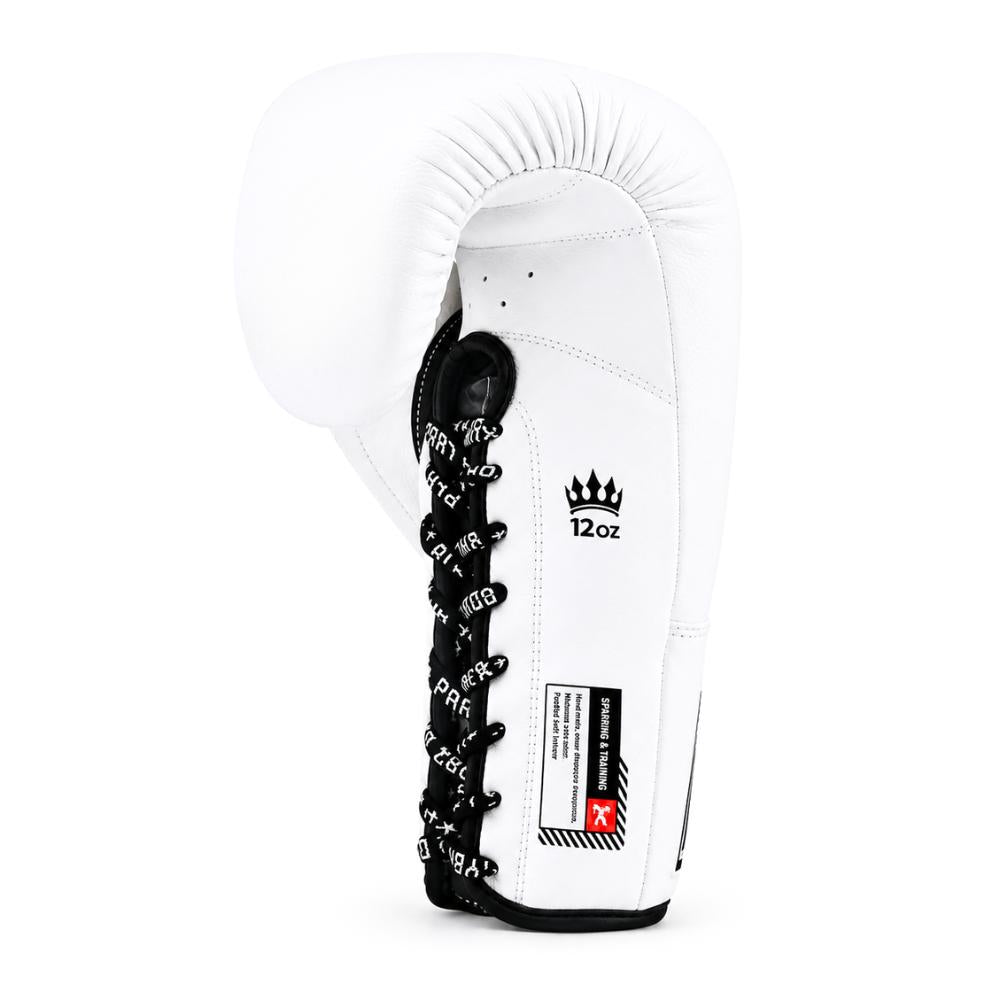 Playerz SparTech Lace Boxing Gloves - White/Black-Playerz Boxing