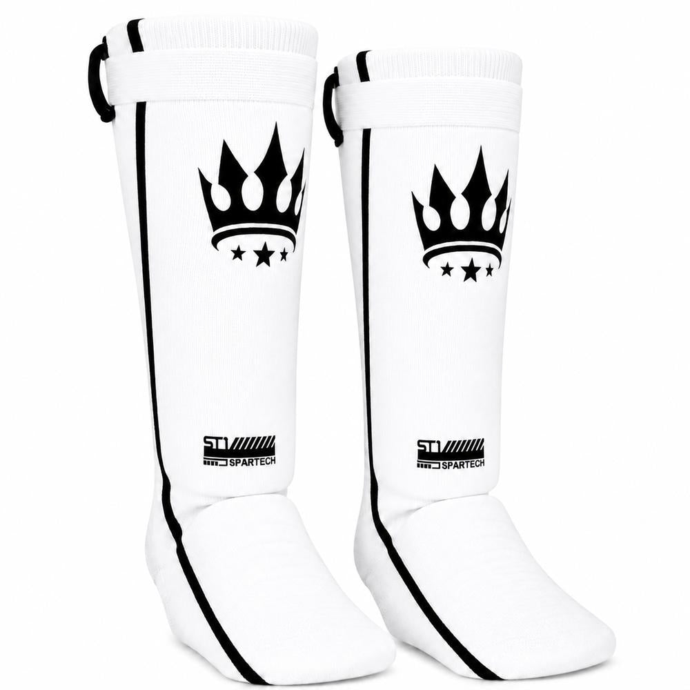 Playerz SparTech Lightweight Cotton Shin Guards - Whte/Black - Adult & Kids-Playerz Boxing