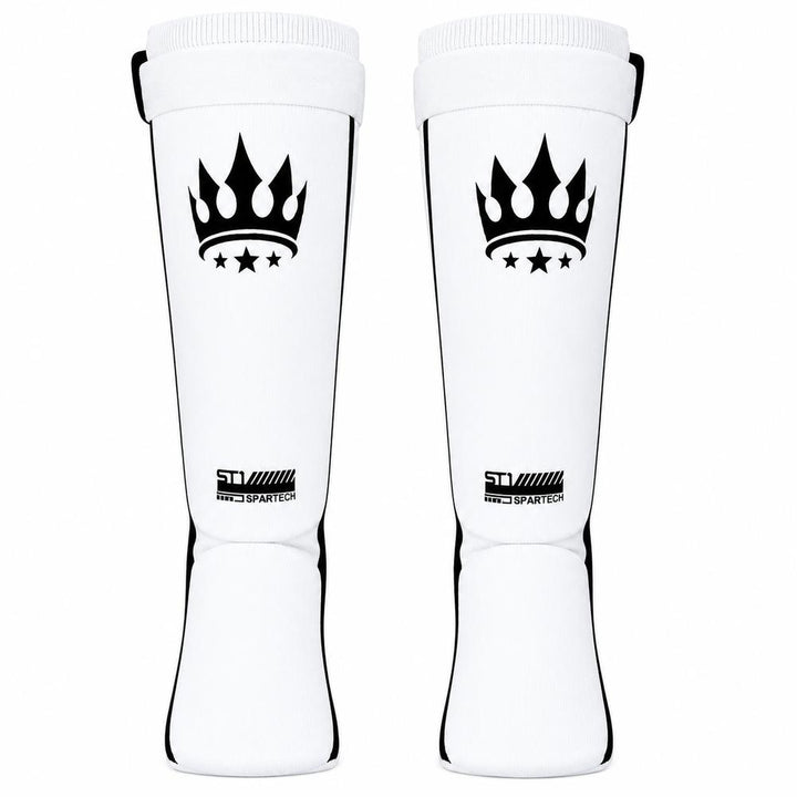 Playerz SparTech Lightweight Cotton Shin Guards - Whte/Black - Adult & Kids-Playerz Boxing