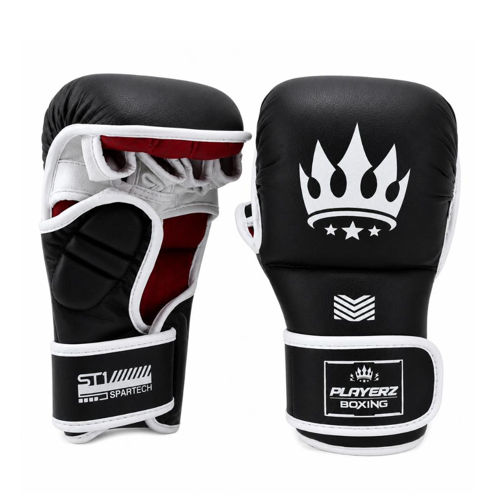 Playerz SparTech MMA Sparring Gloves - Black/White-Playerz Boxing