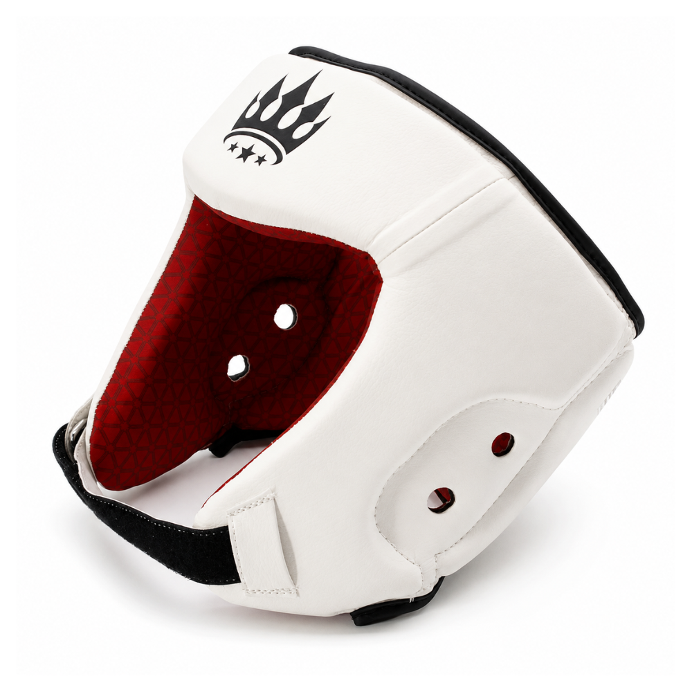 Playerz SparTech Open Face Head Guard - White/Black-Playerz Boxing