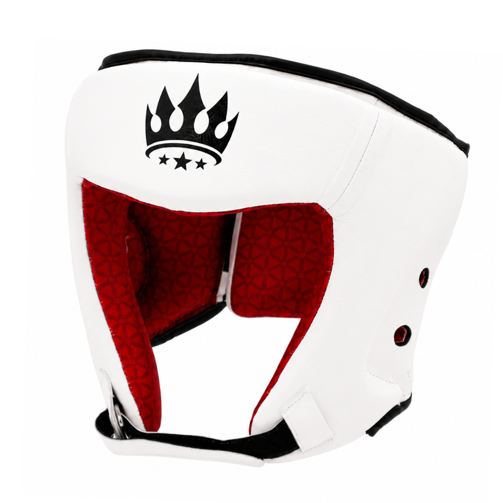 Playerz SparTech Open Face Head Guard - White/Black-Playerz Boxing