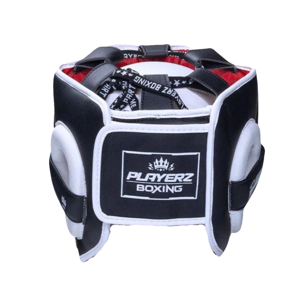 Playerz SparTech Pro Head Guard - Black/White-Playerz Boxing