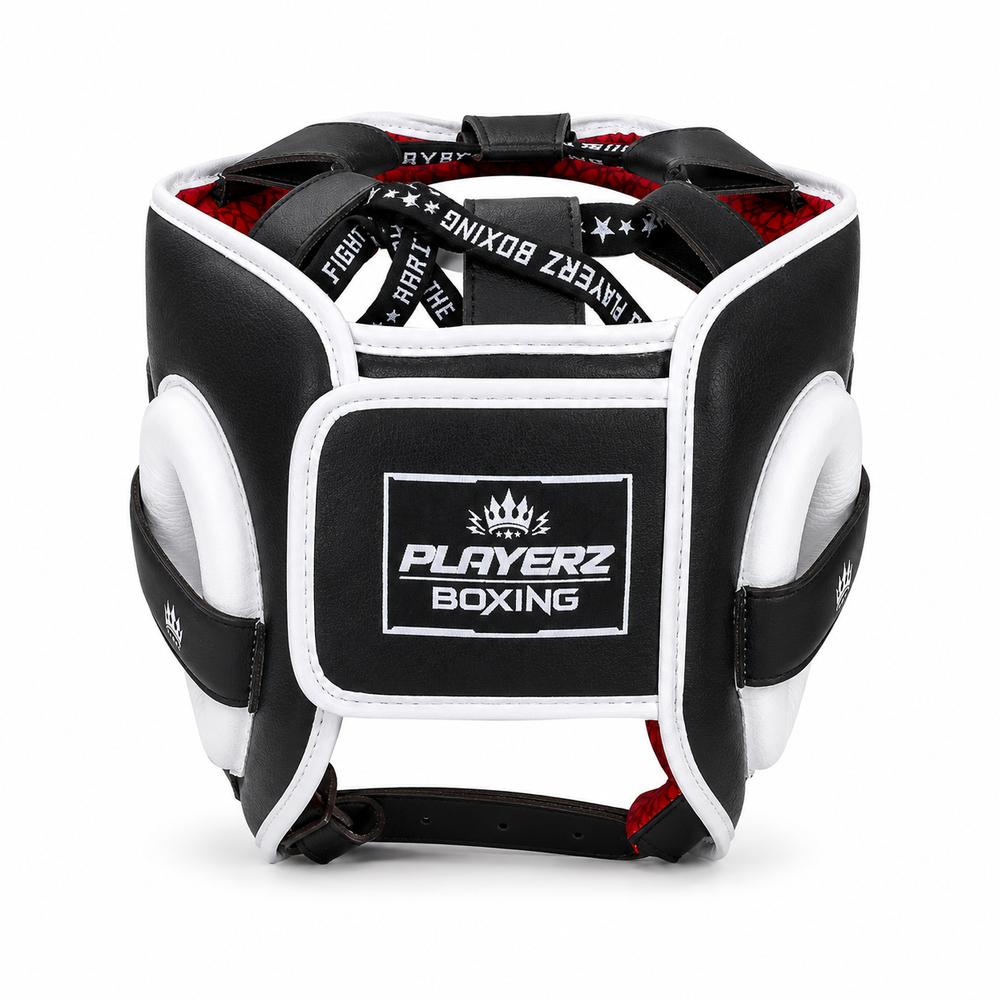 Playerz SparTech Pro Head Guard - Black/White-Playerz Boxing