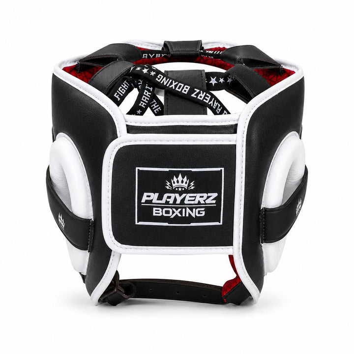 Playerz SparTech Pro Head Guard - Black/White-Playerz Boxing