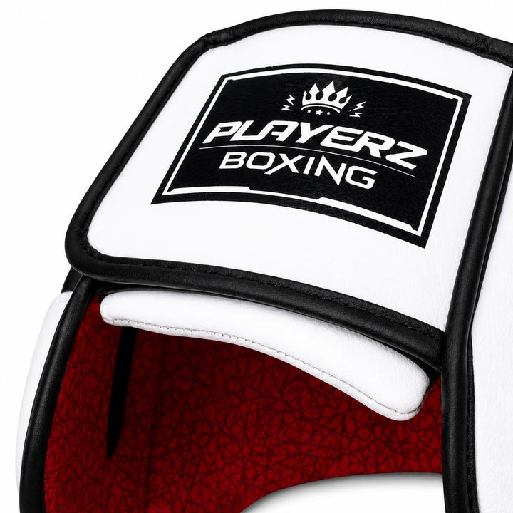 Playerz SparTech Pro Head Guard - White/Black-Playerz Boxing