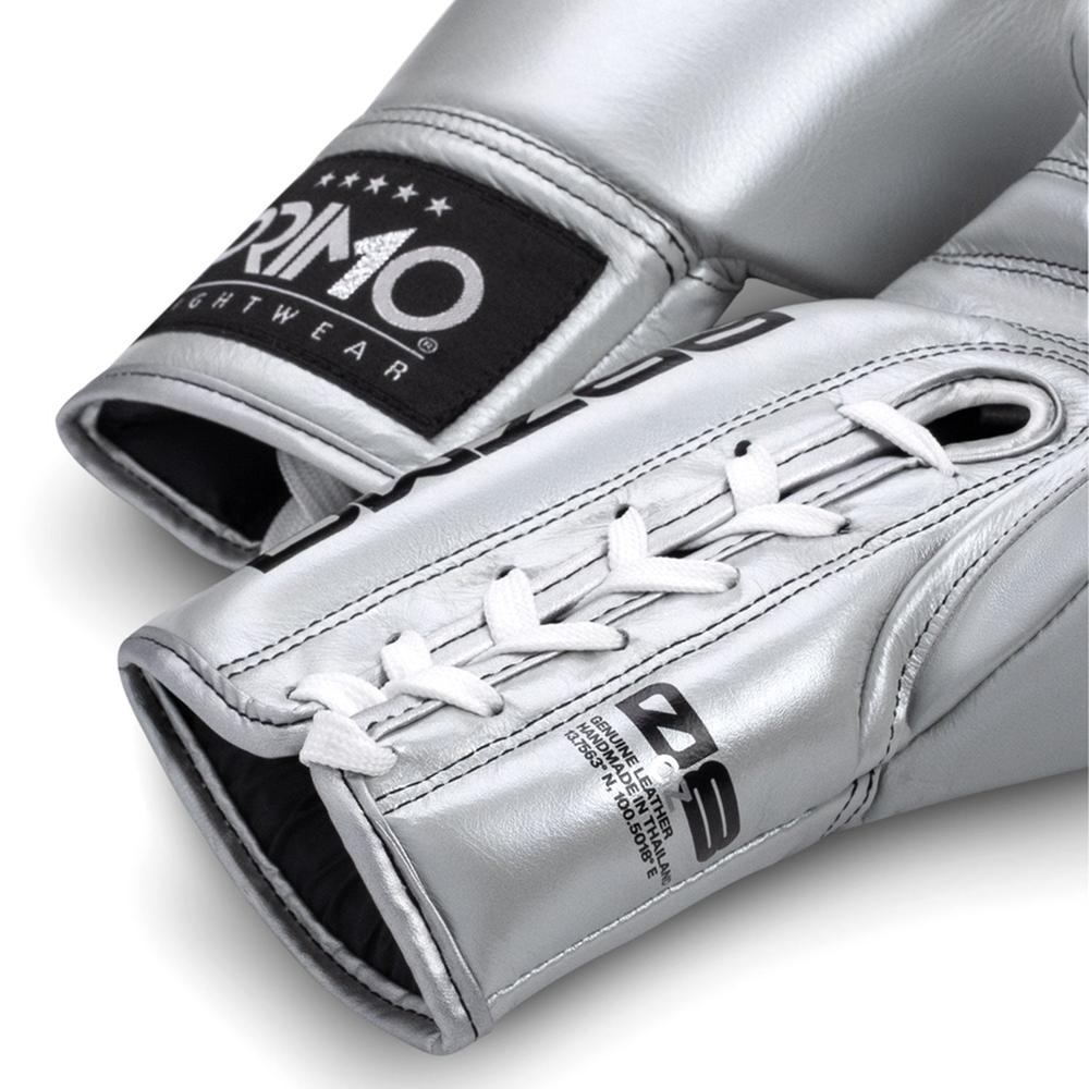 Primo Mamba Series Pro Lace-Up Boxing Gloves - Silver-Primo