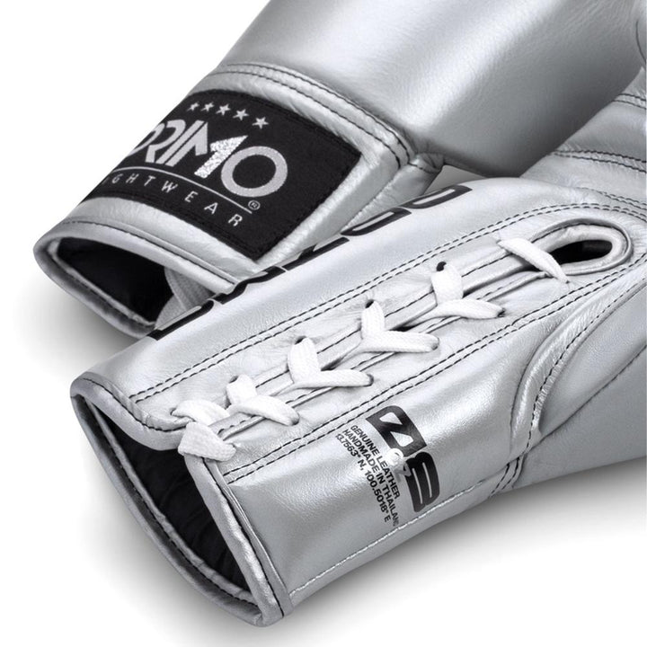 Primo Mamba Series Pro Lace-Up Boxing Gloves - Silver-Primo