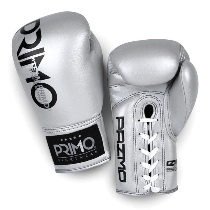 Primo Mamba Series Pro Lace-Up Boxing Gloves - Silver-Primo