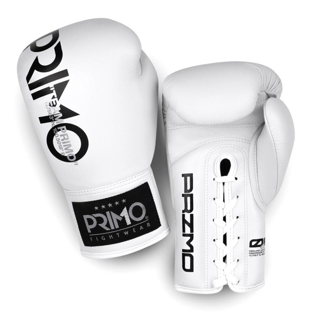 Primo Mamba Series Pro Lace-Up Boxing Gloves - White-Primo