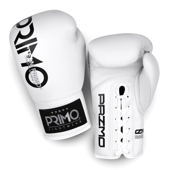 Primo Mamba Series Pro Lace-Up Boxing Gloves - White-Primo