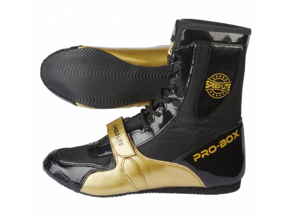 Pro Box Speed Lite Boxing Boots Black/Gold Fight Equipment UK FEUK