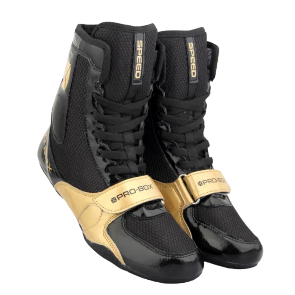 Pro Box Speed Lite Boxing Boots - Black/Gold-Pro Box