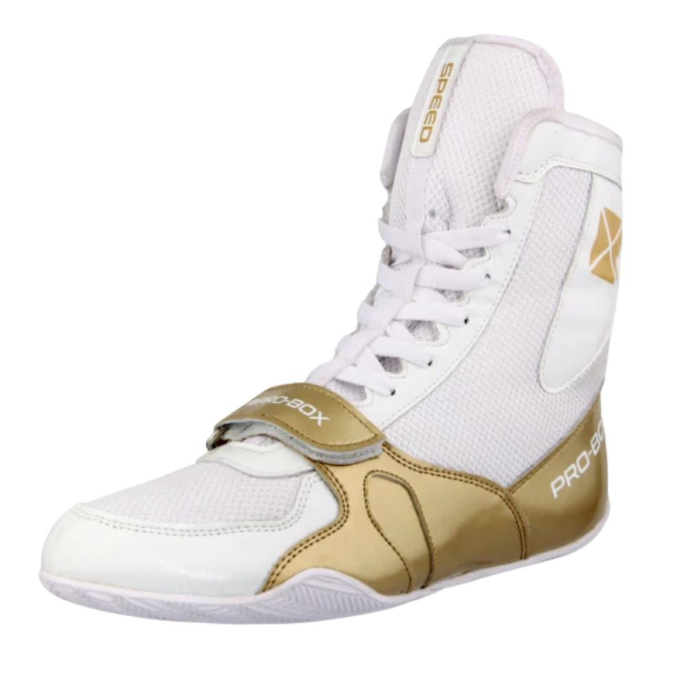 Pro Box Speed Lite Boxing Boots - White/Gold-Pro Box