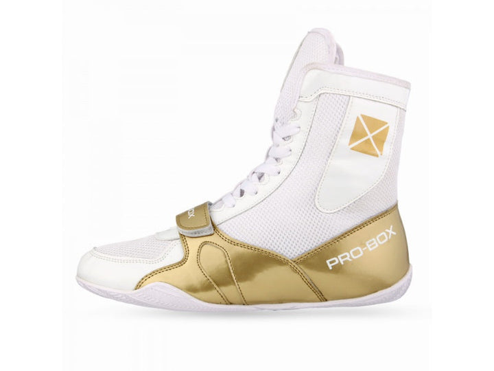 Pro Box Speed Lite Boxing Boots - White/Gold-Pro Box