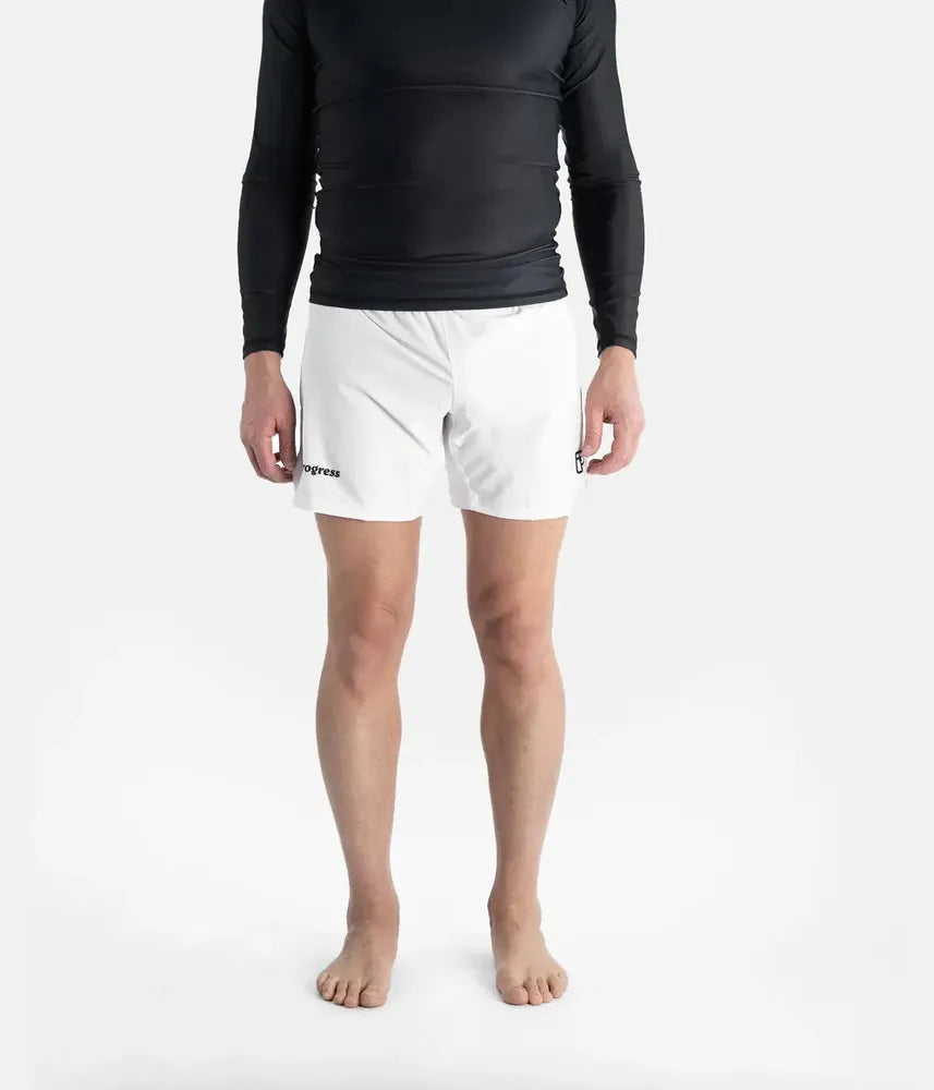 Progress Academy Board Shorts - White-Progress BJJ