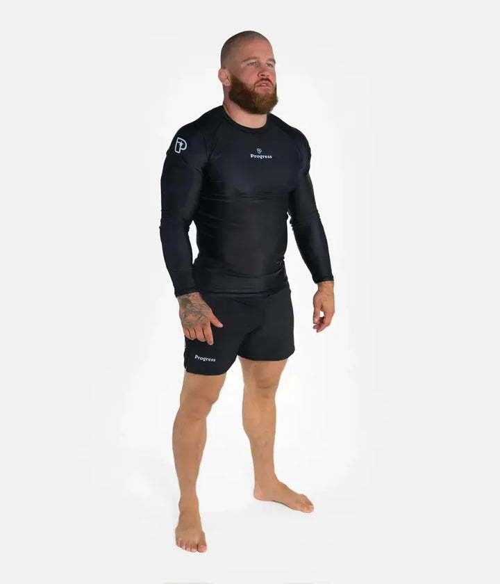 Progress Academy Short Sleeve BJJ Rash Guard Black