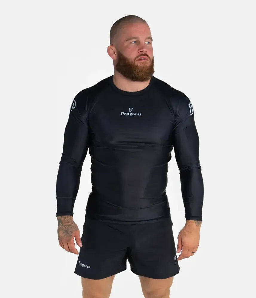 Progress Academy Short Sleeve BJJ Rash Guard Black