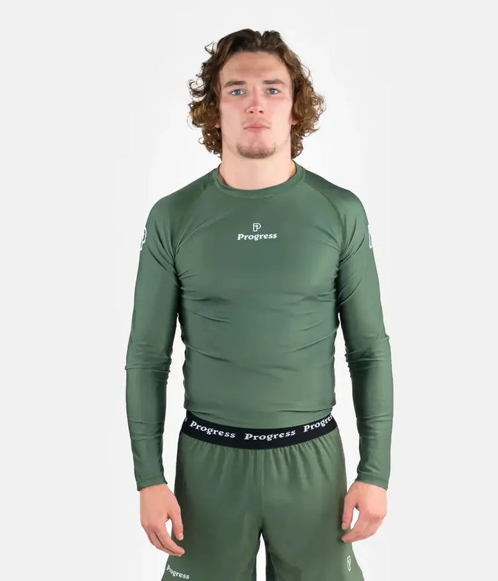 Progress Academy Short Sleeve BJJ Rash Guard Khaki