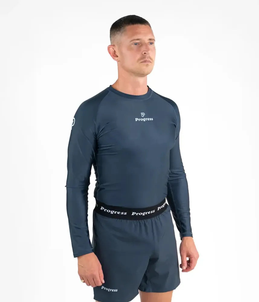 Progress Academy Short Sleeve BJJ Rash Guard Petroleum