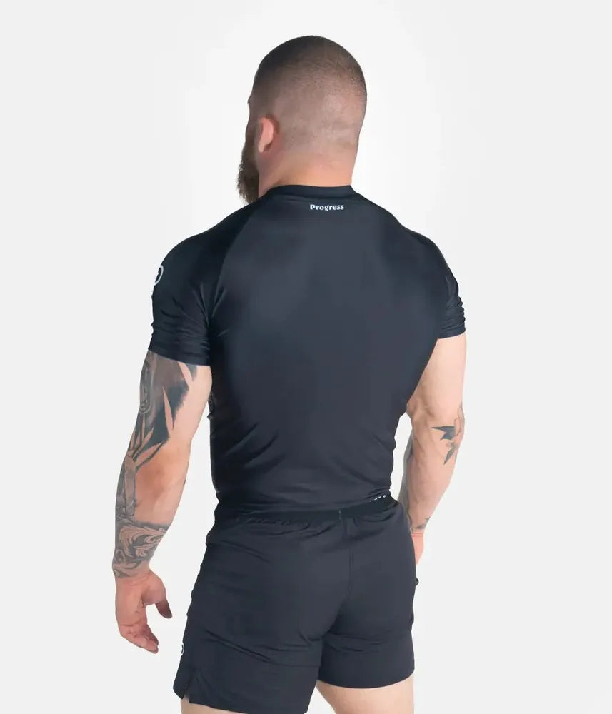 Progress Academy Short Sleeve BJJ Rash Guard Black