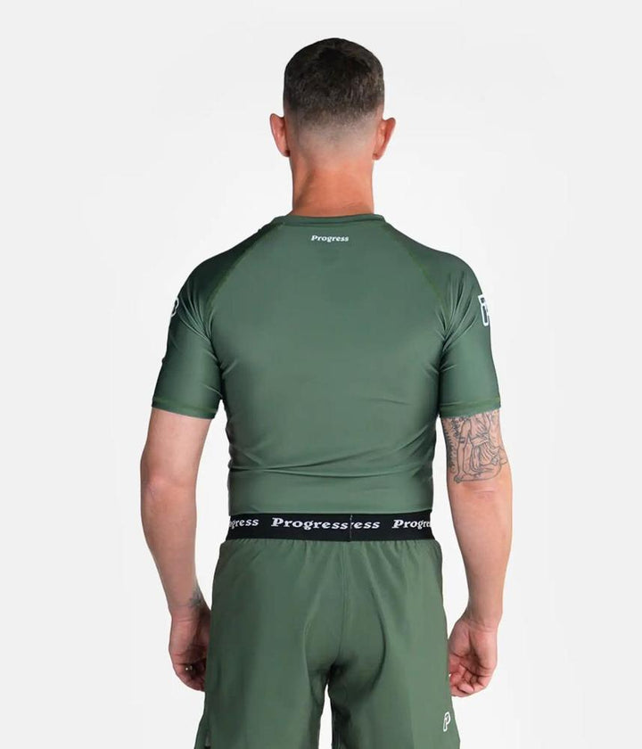 Progress Academy Short Sleeve BJJ Rash Guard Khaki
