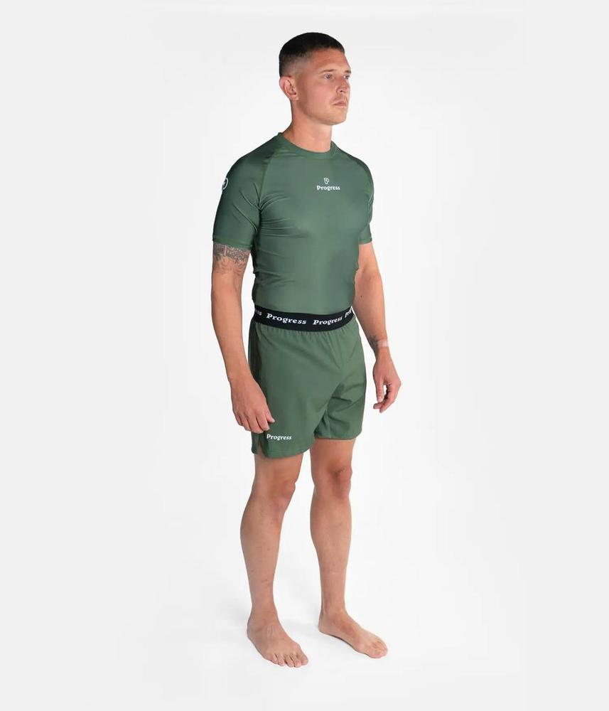 Progress Academy Short Sleeve BJJ Rash Guard Khaki