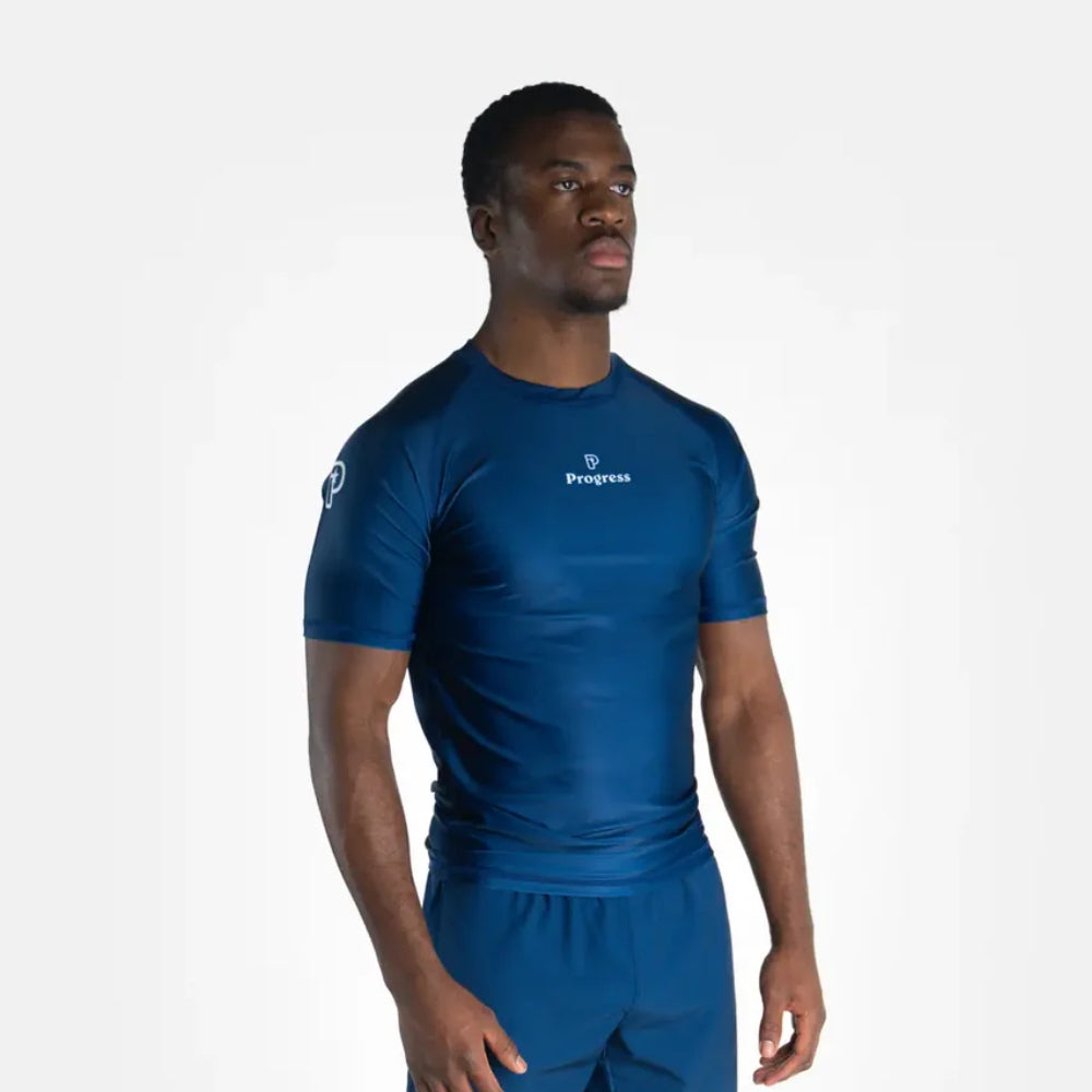 Progress Academy Short Sleeve BJJ Rash Guard - Navy-Progress BJJ