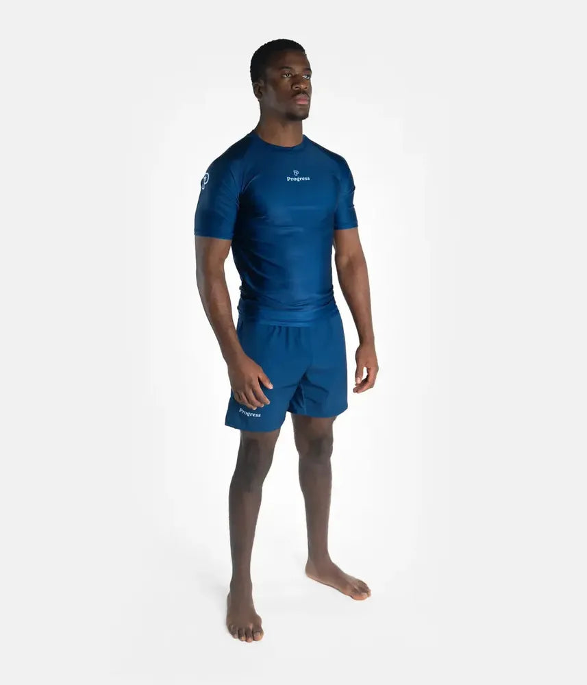 Progress Academy Short Sleeve BJJ Rash Guard Navy