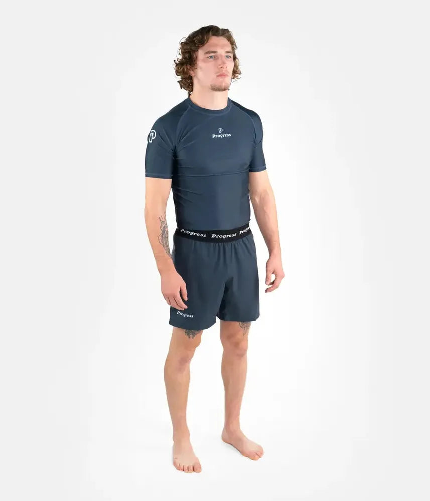 Progress Academy Short Sleeve BJJ Rash Guard Petroleum