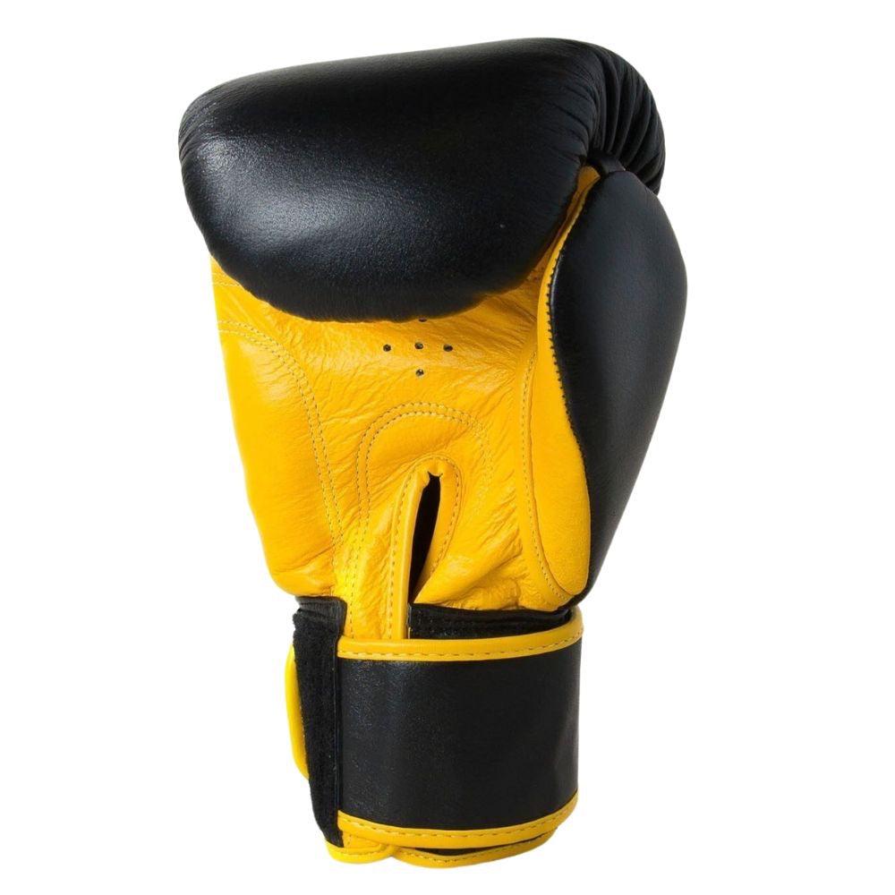 Sandee Authentic Leather Boxing Gloves - Black/Yellow