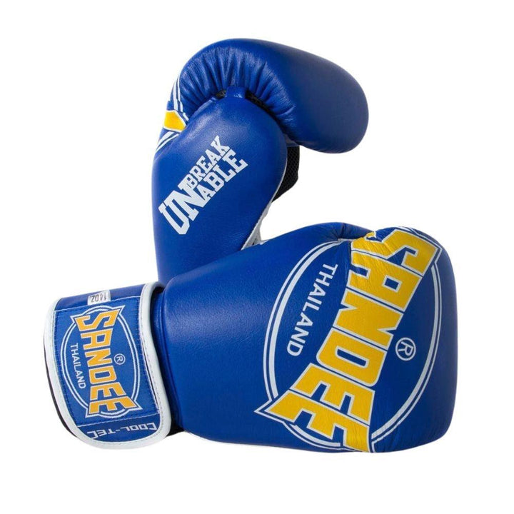 Sandee Cool-Tec Leather Boxing Gloves - Blue/Yellow